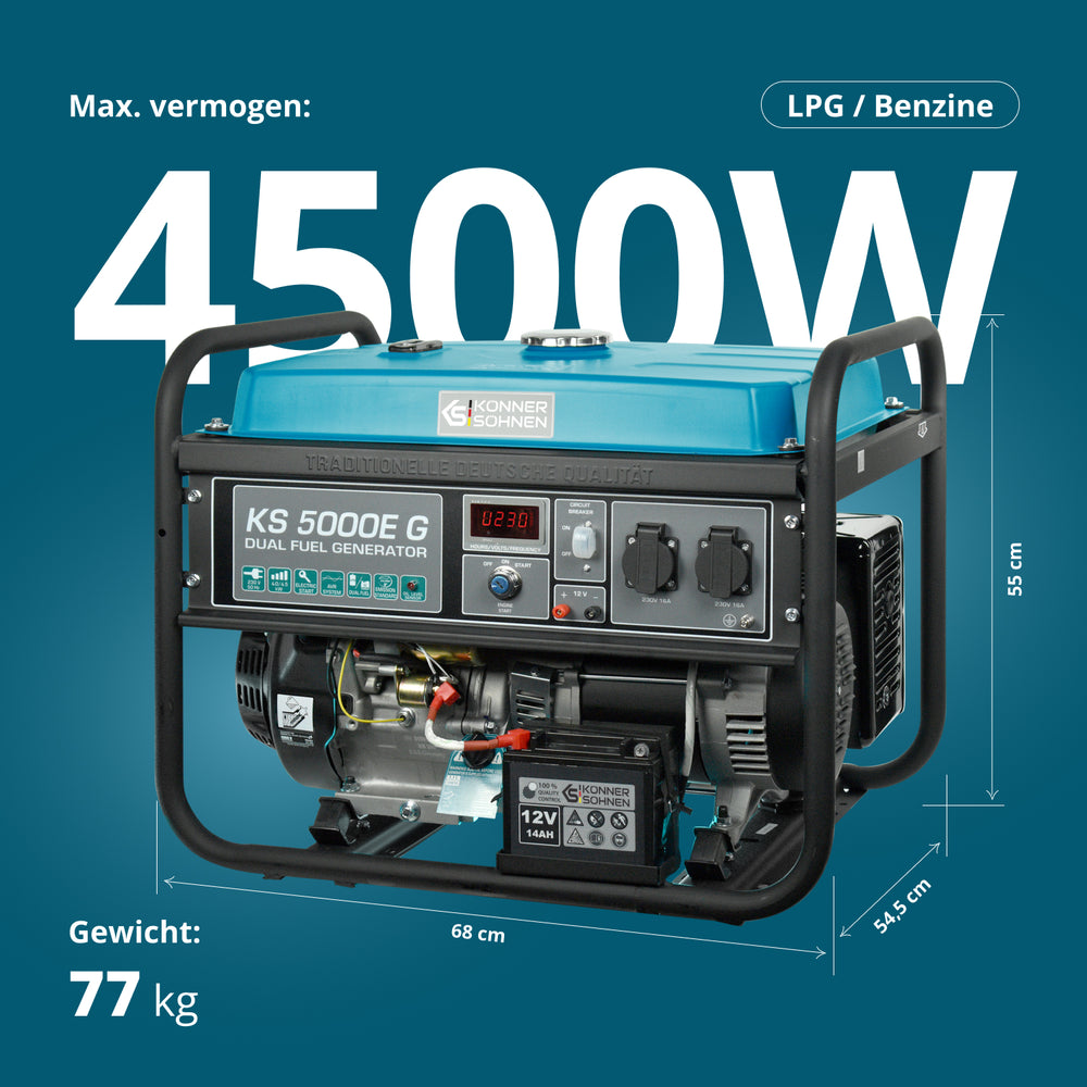 LPG/Benzin Generátor „Könner & Söhnen” KS 5000E G