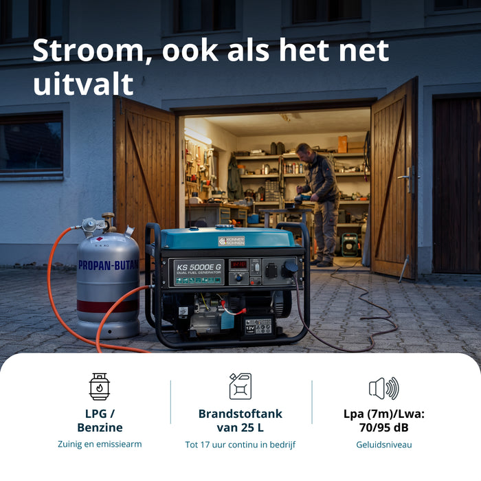 LPG/Benzin Generátor „Könner & Söhnen” KS 5000E G