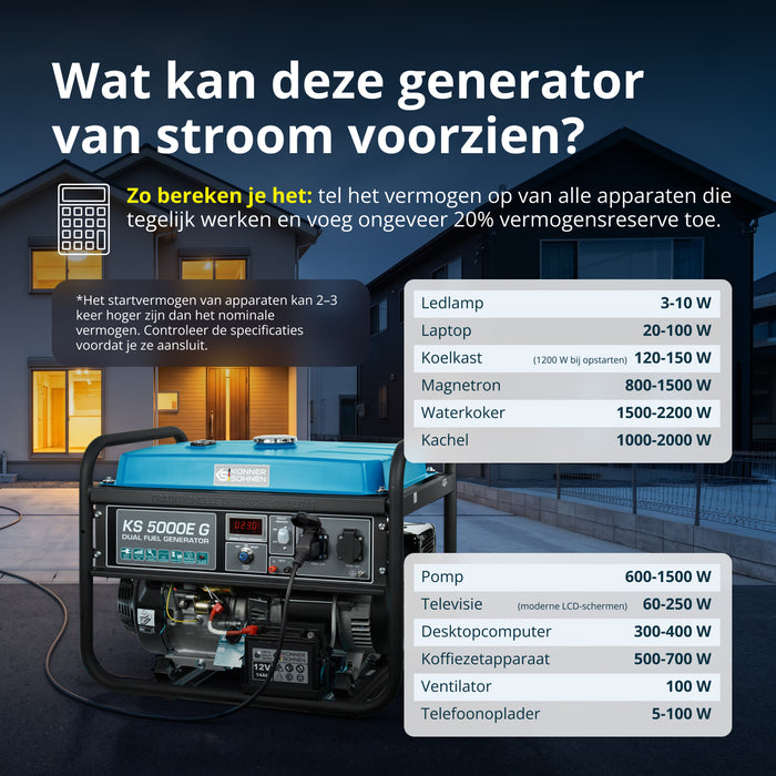 LPG/Benzin Generátor „Könner & Söhnen” KS 5000E G