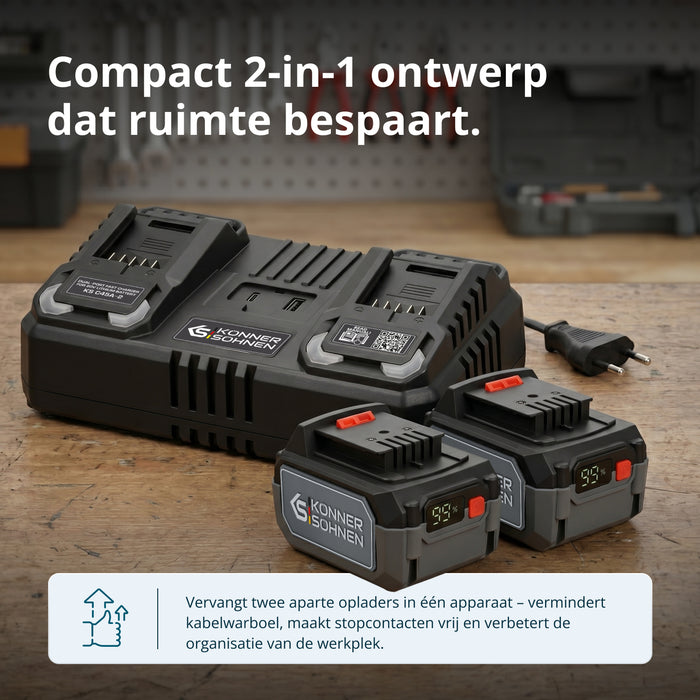Dvostruki punjač za punjive baterije 20V KS C45A-2