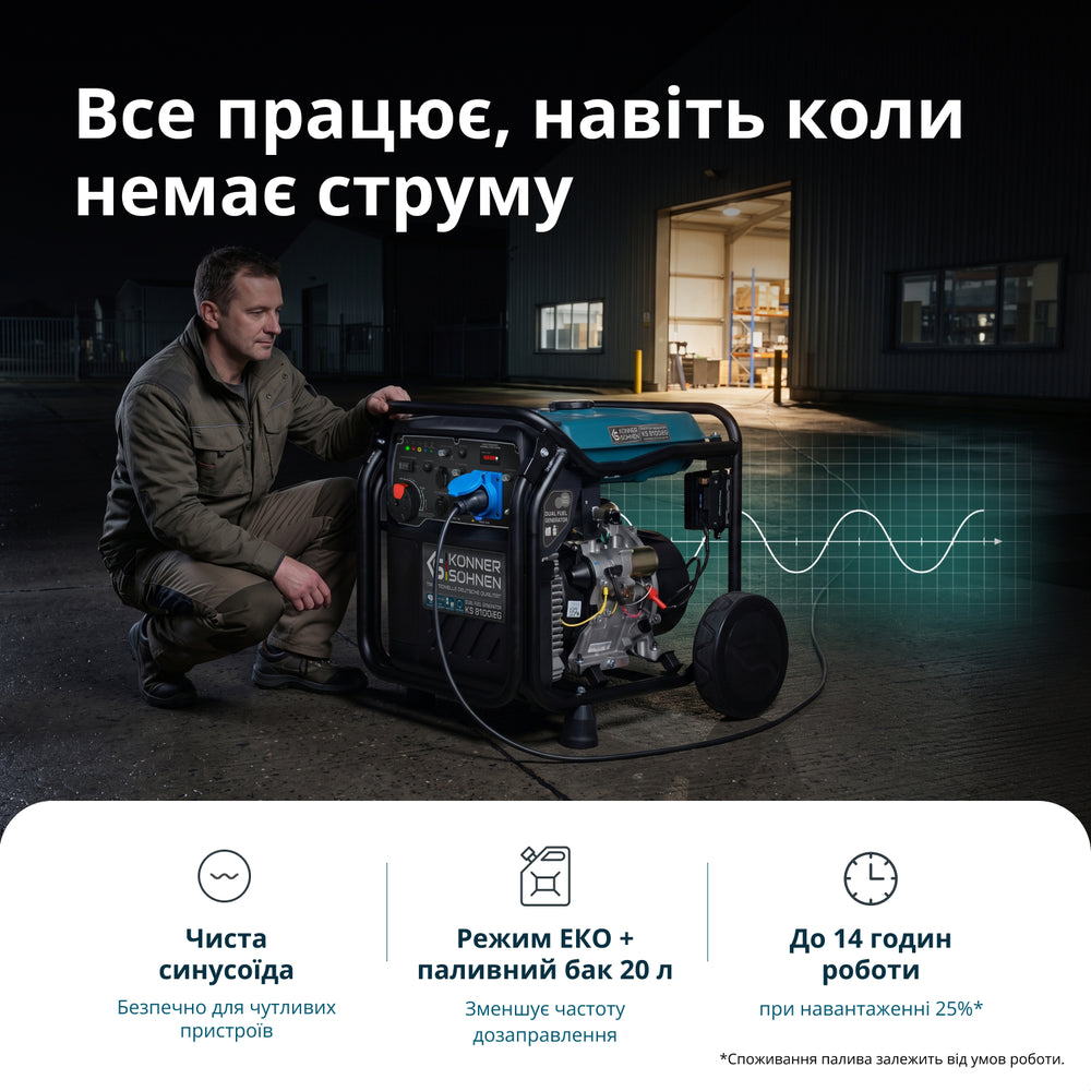 Інверторний генератор на LPG/бензині KS 8100iEG (Відновлений товар – Гарний стан)