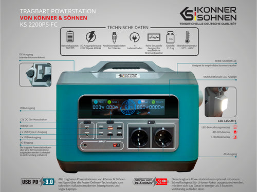 Stazione di alimentazione portatile KS 2200PS-FC